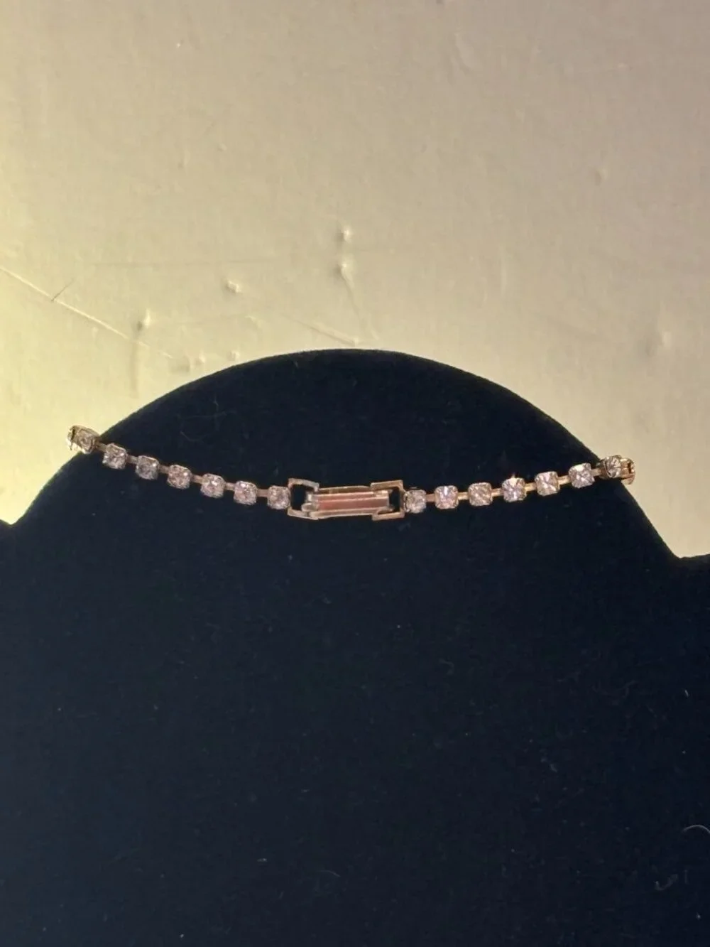 Vintage Gold Tone Cup Chain Rhinestone Tennis Bracelet